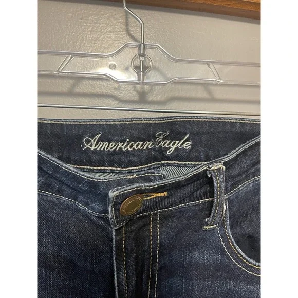 American Eagle Artist Flare Jeans Women 12 Blue Stretch 32" Inseam 9" Rise - Picture 2 of 3